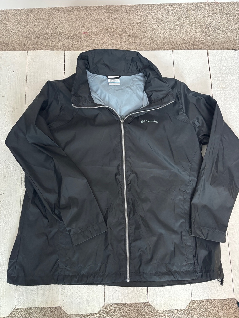 Columbia Black Women's Packable Rain Jacket 2X
